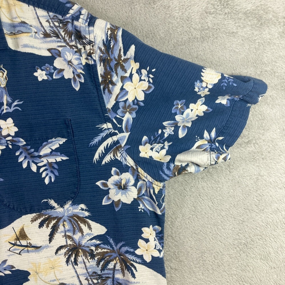 Tommy Bahama Hawaiian Shirt Men Large All Over Print Blue Silk Button Up Casual - Picture 3 of 16